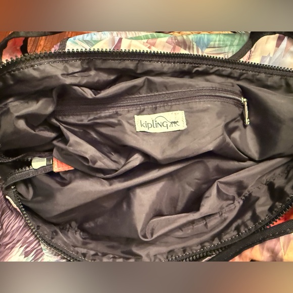 Kipling Large Multicolor Black Green Orange Blue Top Handle Shoulder Tote Bag - Picture 8 of 14